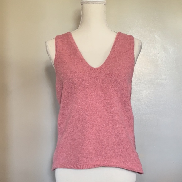 Express rose pink soft knit sleeveless v neck v-neck sweater vest - Picture 1 of 7